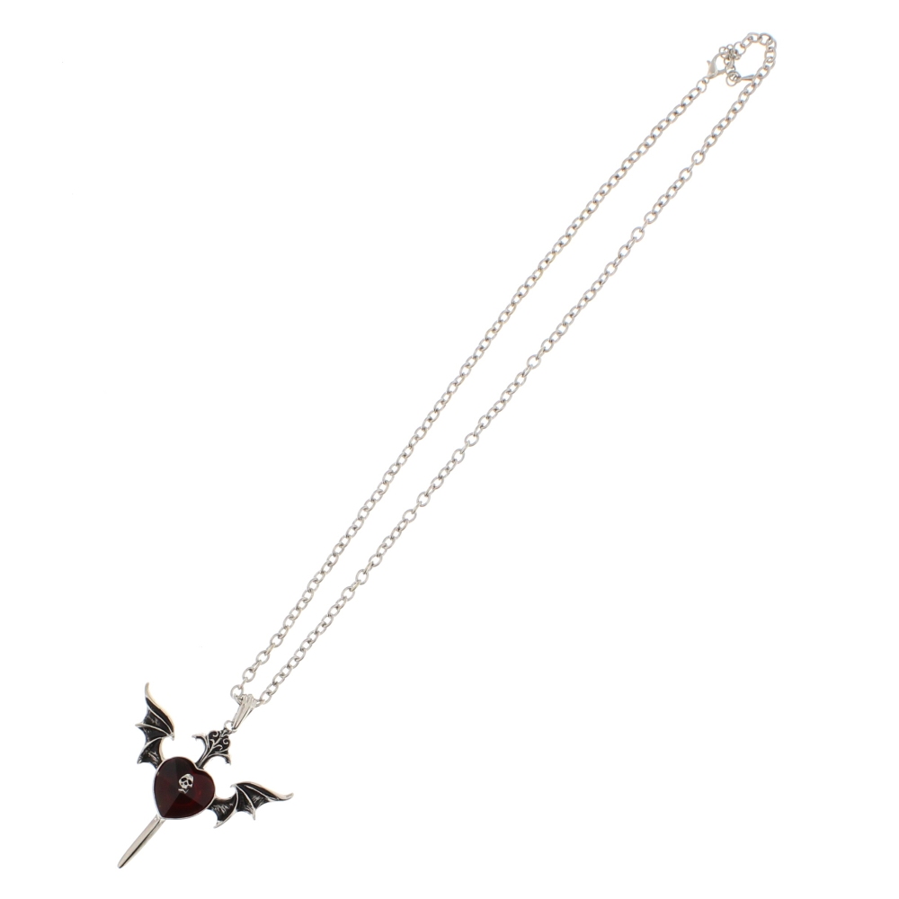 Zac's Alter Ego - Winged Dagger & mini skull Collier - Couleur argent/Rouge